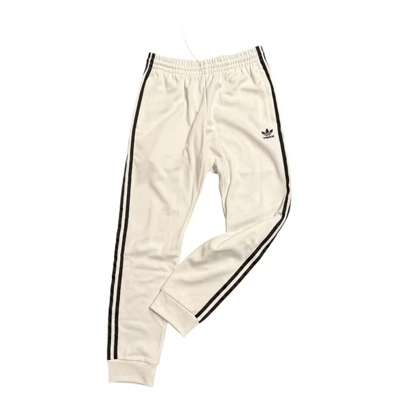 Adidas Men's 3-Stripes Tricot Tapered Track Pants Joggers White / Black M NWOT - Picture 2 of 3